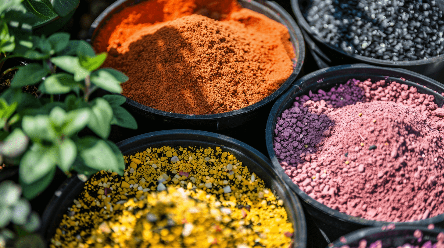 Colorful plant plotting soli in black bowls for home plants