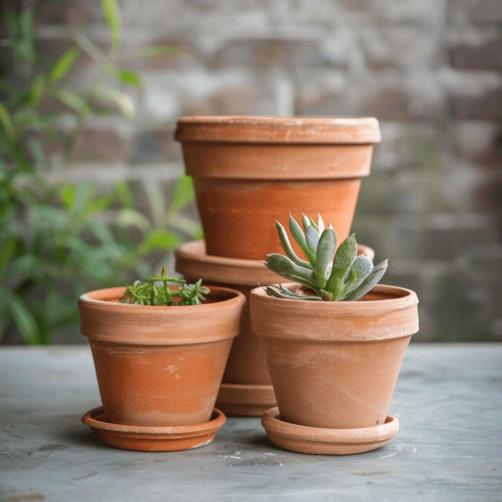 Small clay plant pots with succulents, perfect for indoor settings in your Miami home.